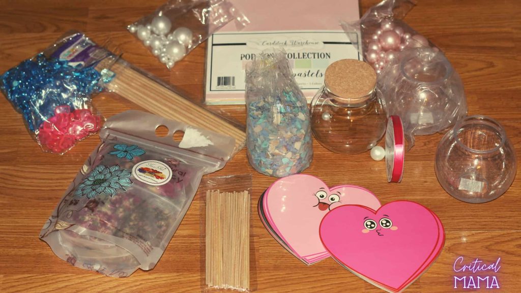 Supplies Needed For Valentine's Day Jar Of Hearts Craft